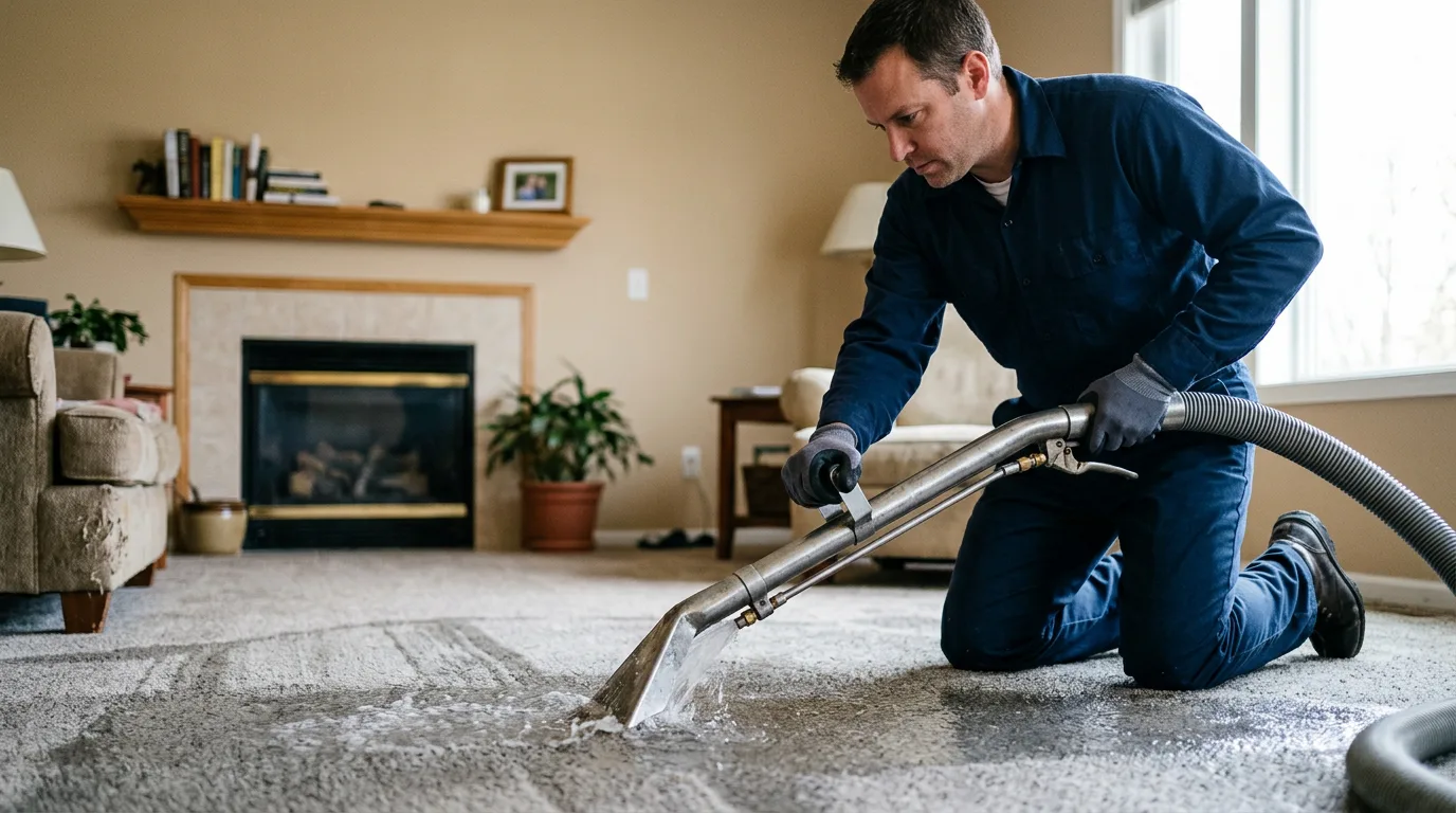 Water damage restoration technician working near Westbrook, CT